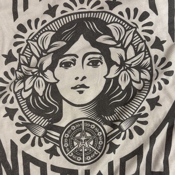 Obey Black and White 'Make Art Not War' Raglan Shirt - Picture 4 of 9